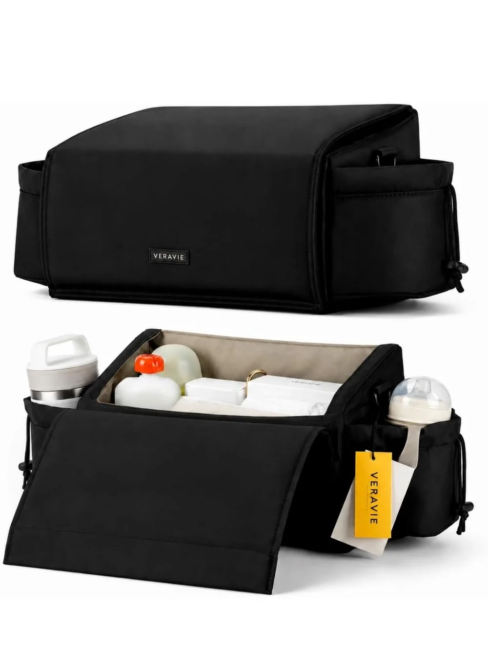 Black Stroller Organizer - One-hand Release